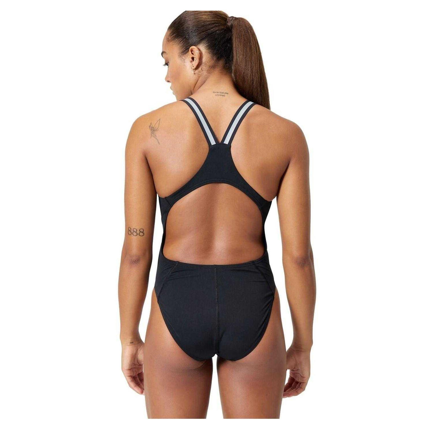 Maillot De Bain 1 Pièce Motif/style Logo Femme (Noir / Argenté) 3/3