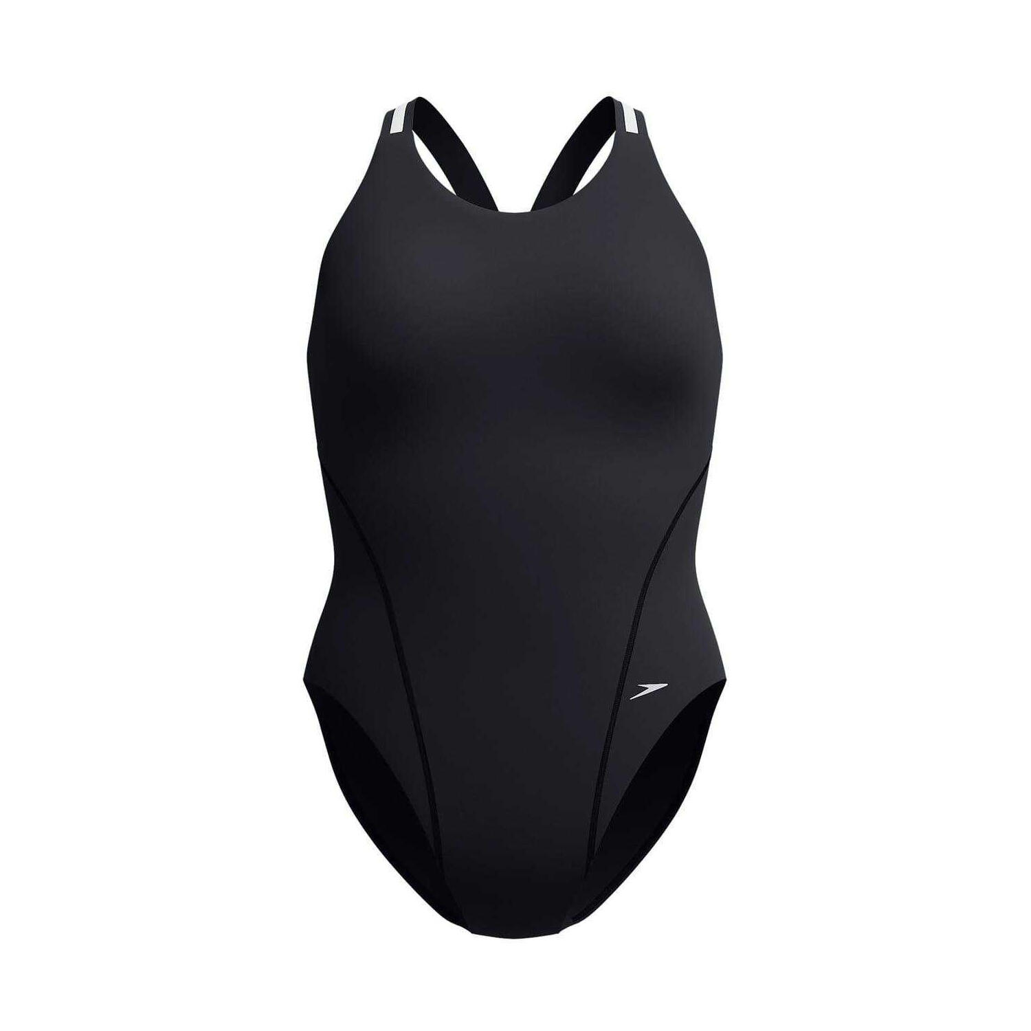 Maillot De Bain 1 Pièce Motif/style Logo Femme (Noir / Argenté) 2/3