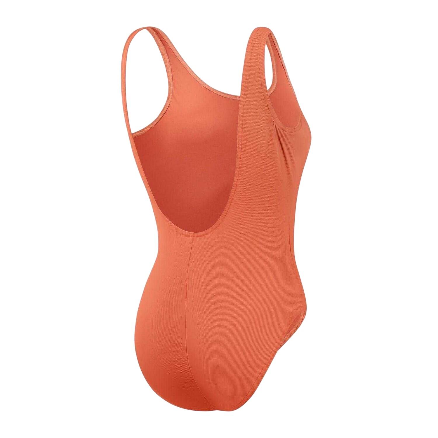Maillot De Bain 1 Pièce Motif/style Côtelé Femme (Marron / Orange) 2/2