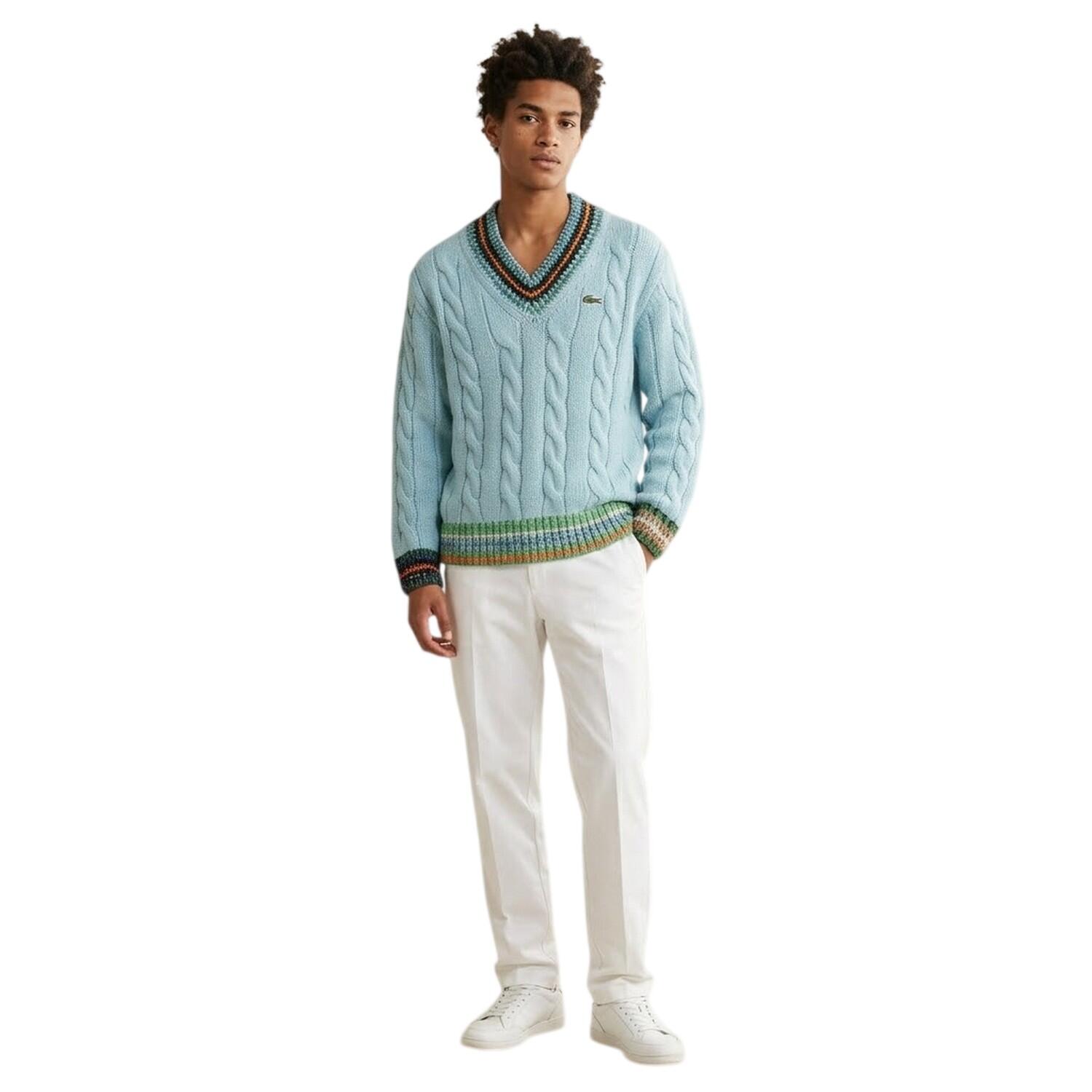 Sweatshirt für , VAusschnitt, Mit Zopfmuster Herren Türkis 2/2