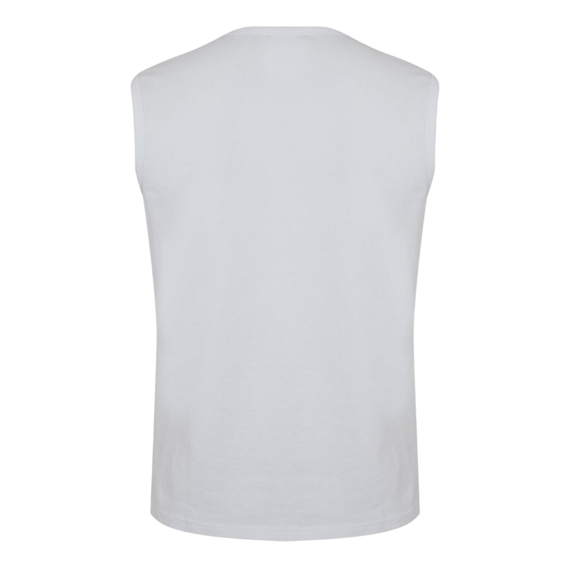 Mens Plain Sleeveless Vest Top (White) 3/5