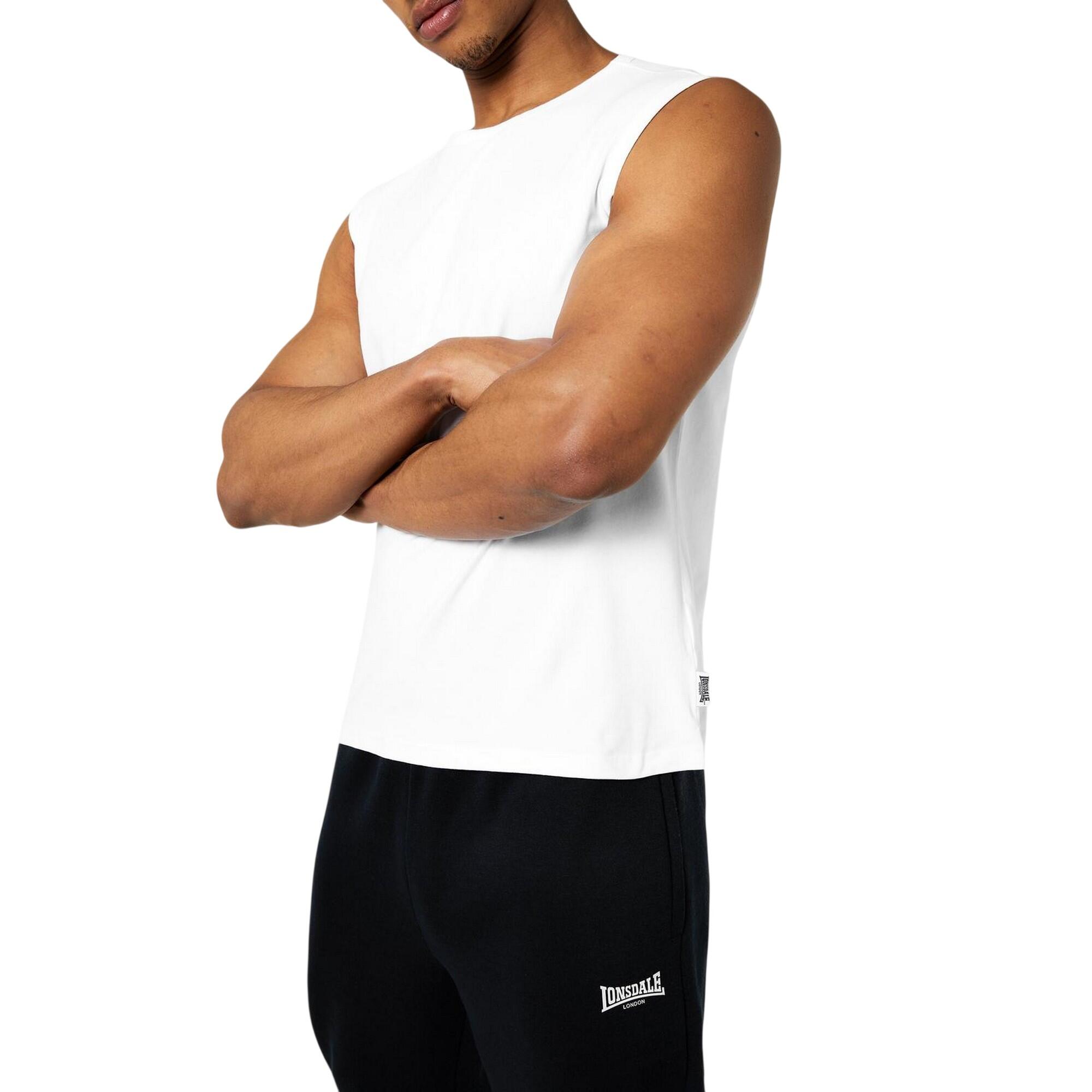 Mens Plain Sleeveless Vest Top (White) 4/5