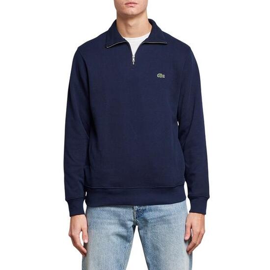 Felpa Misto Cotone Cerniera Ad Un Quarto Uomo Lacoste Blu Navy
