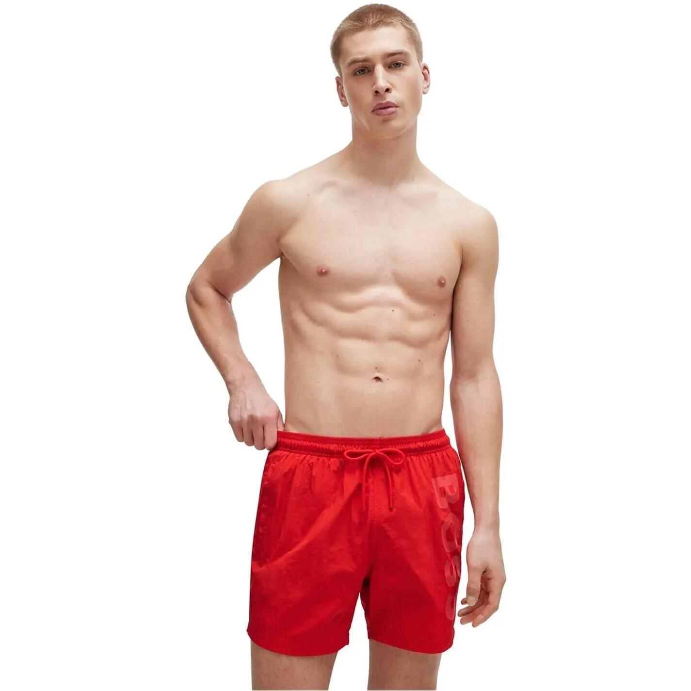 Mens Octopus Swim Shorts (Bright Red) 4/4