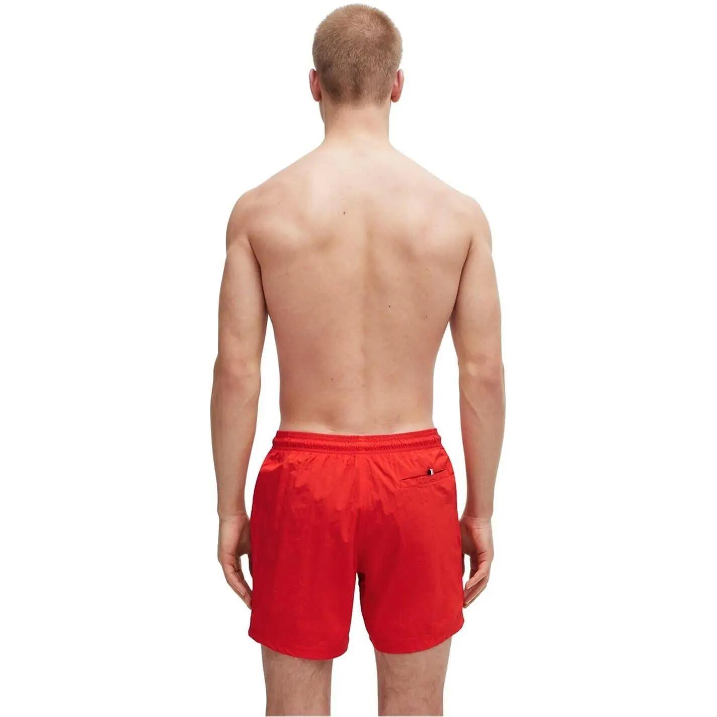 Mens Octopus Swim Shorts (Bright Red) 3/4