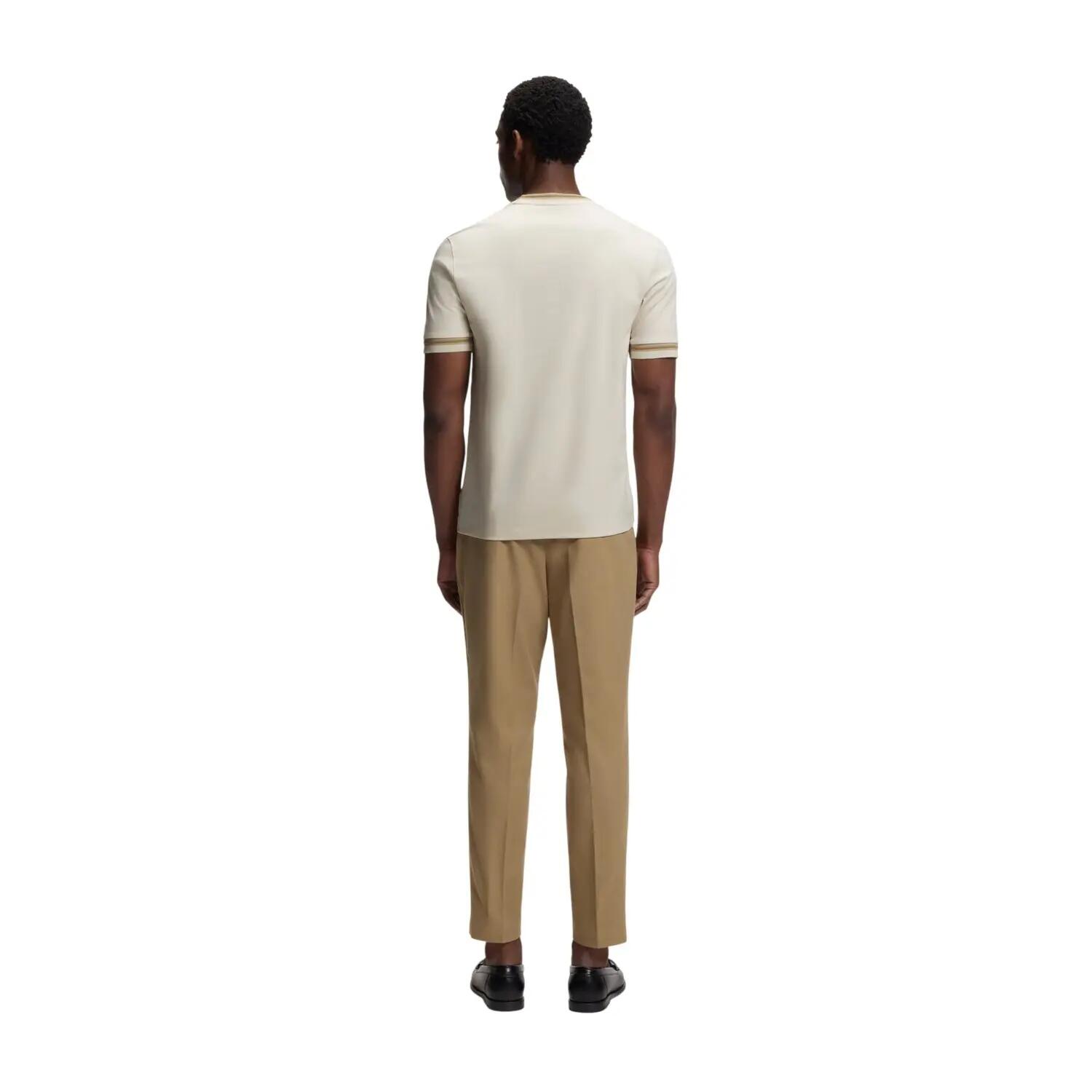 Tshirt Motif/style Rayure Contrastée Sur Bord Homme (Blanc) 3/4