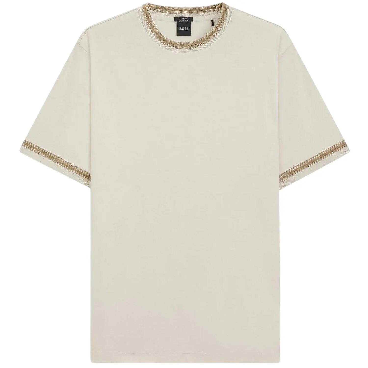 Tshirt Motif/style Rayure Contrastée Sur Bord Homme (Blanc) 2/4