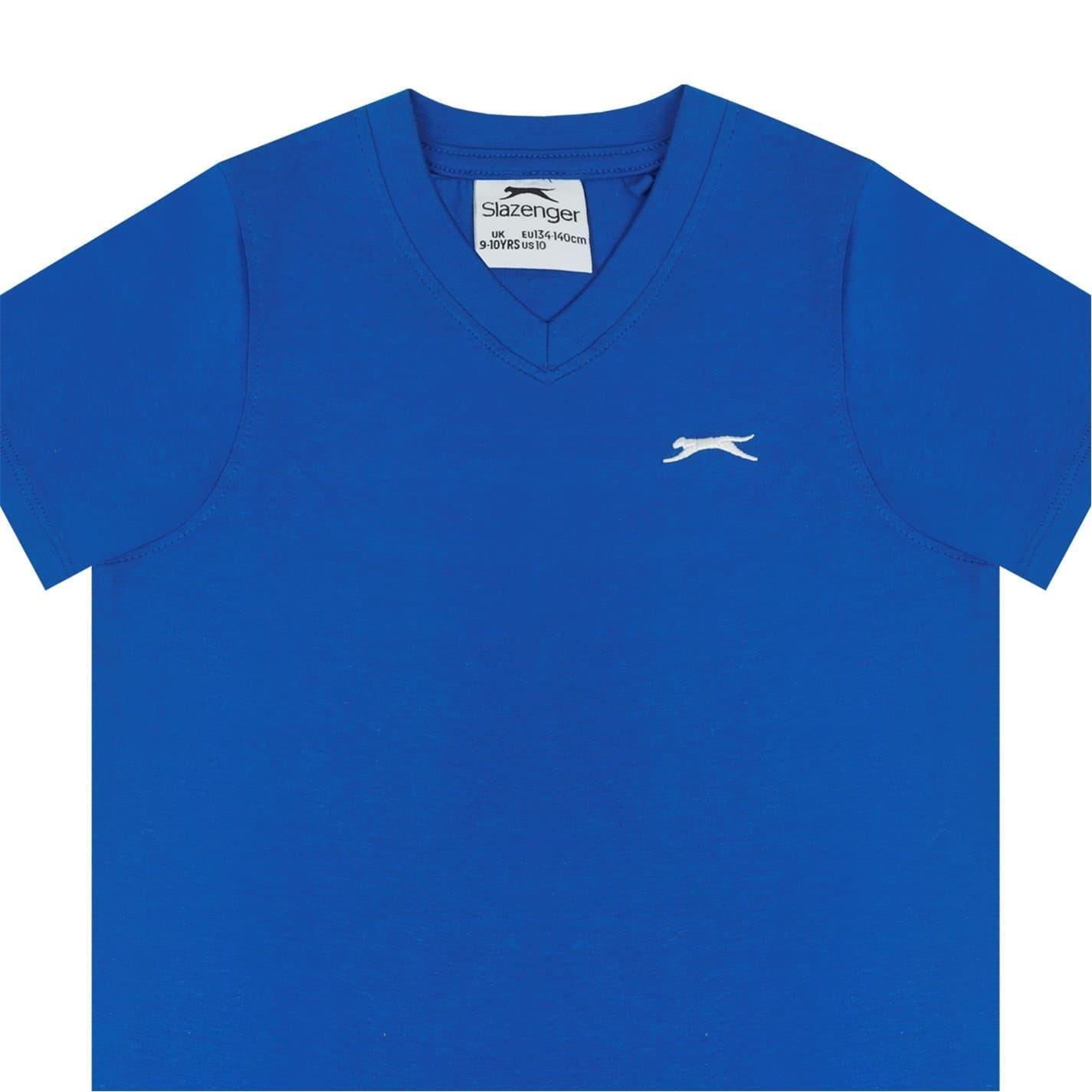 Maglietta Logo Cotone Scollo A V Ragazzi Slazenger Blu Reale 3/3