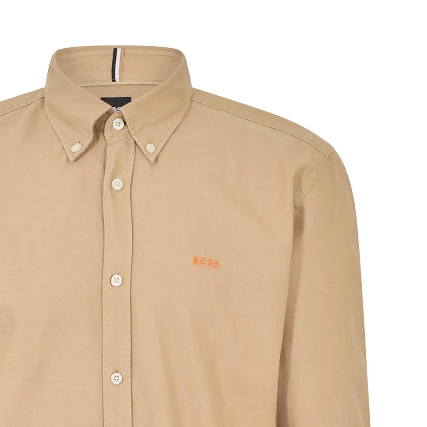 Mens LongSleeved ButtonDown Shirt (Light Beige) 3/3