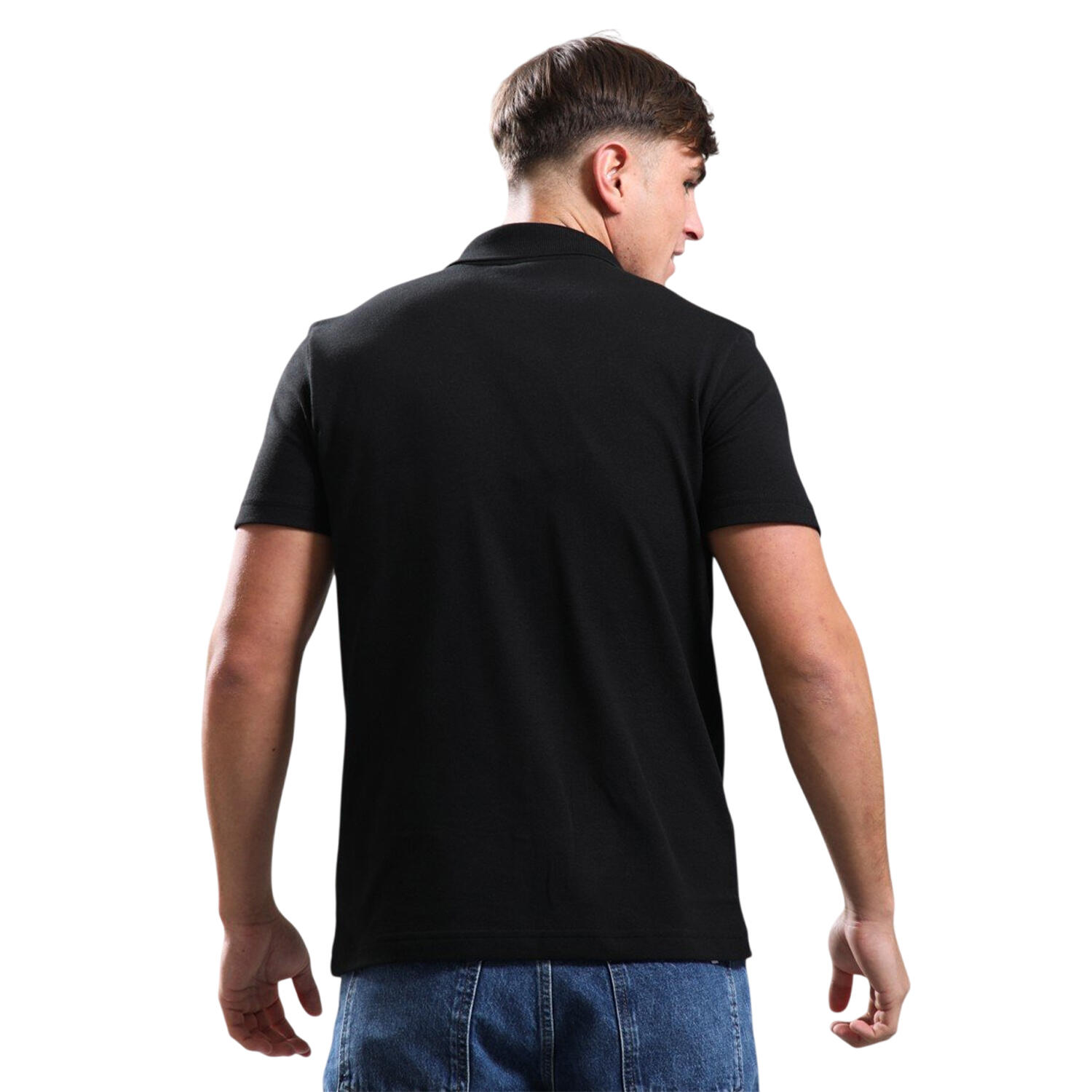 Mens Colour Block Polo Shirt (Black) 3/4