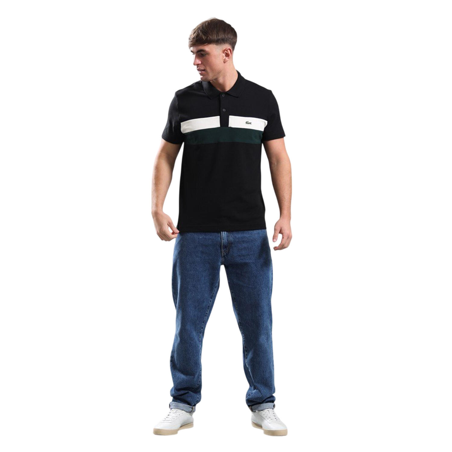 Mens Colour Block Polo Shirt (Black) 4/4