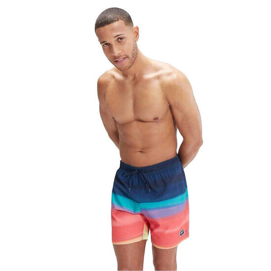 Short De Bain À Taille Ajustable Motif/style Impression Dégradée Homme (Corail