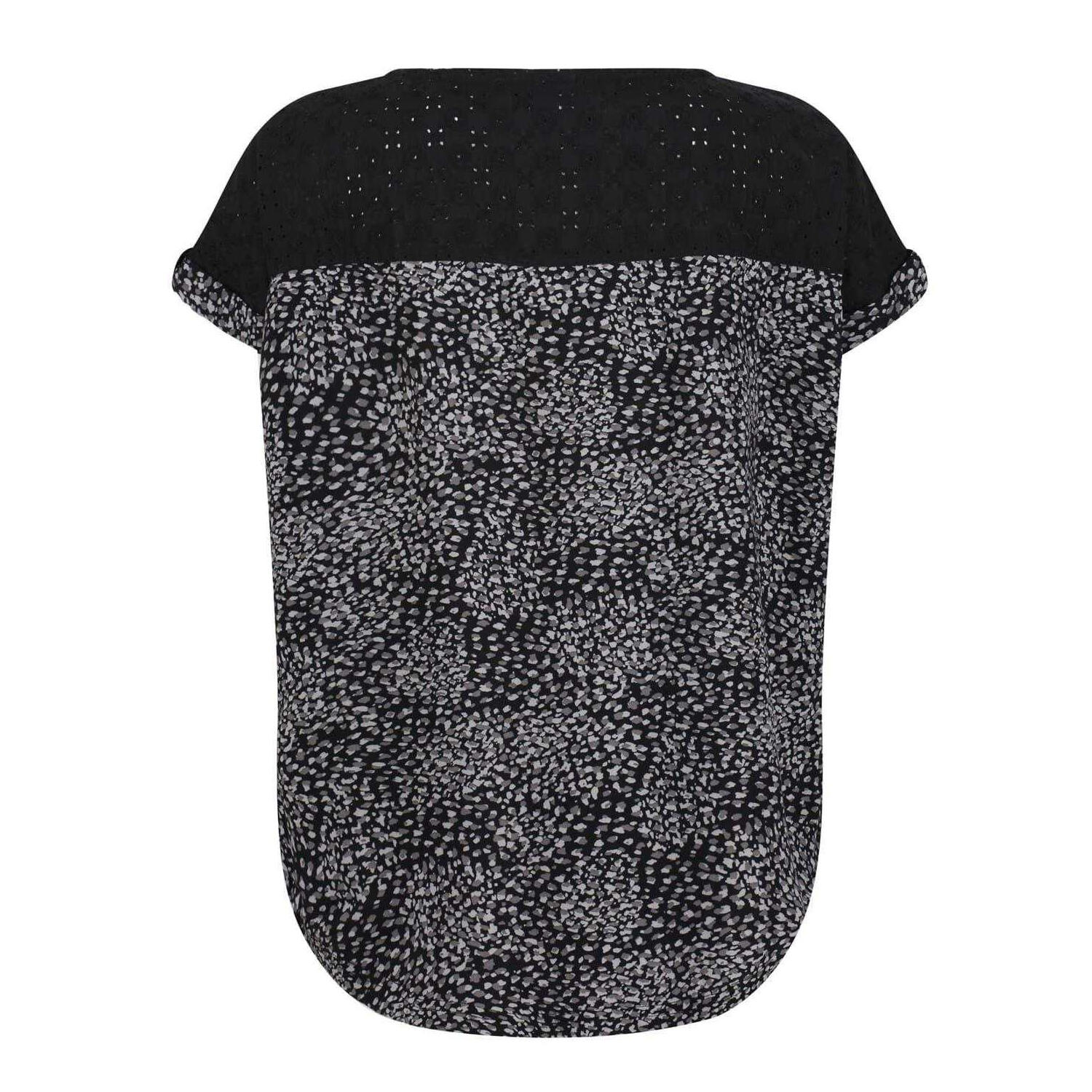 "Jaida" Muschelbluse für , Gerollte kurze Ärmel Damen Schwarz 2/5