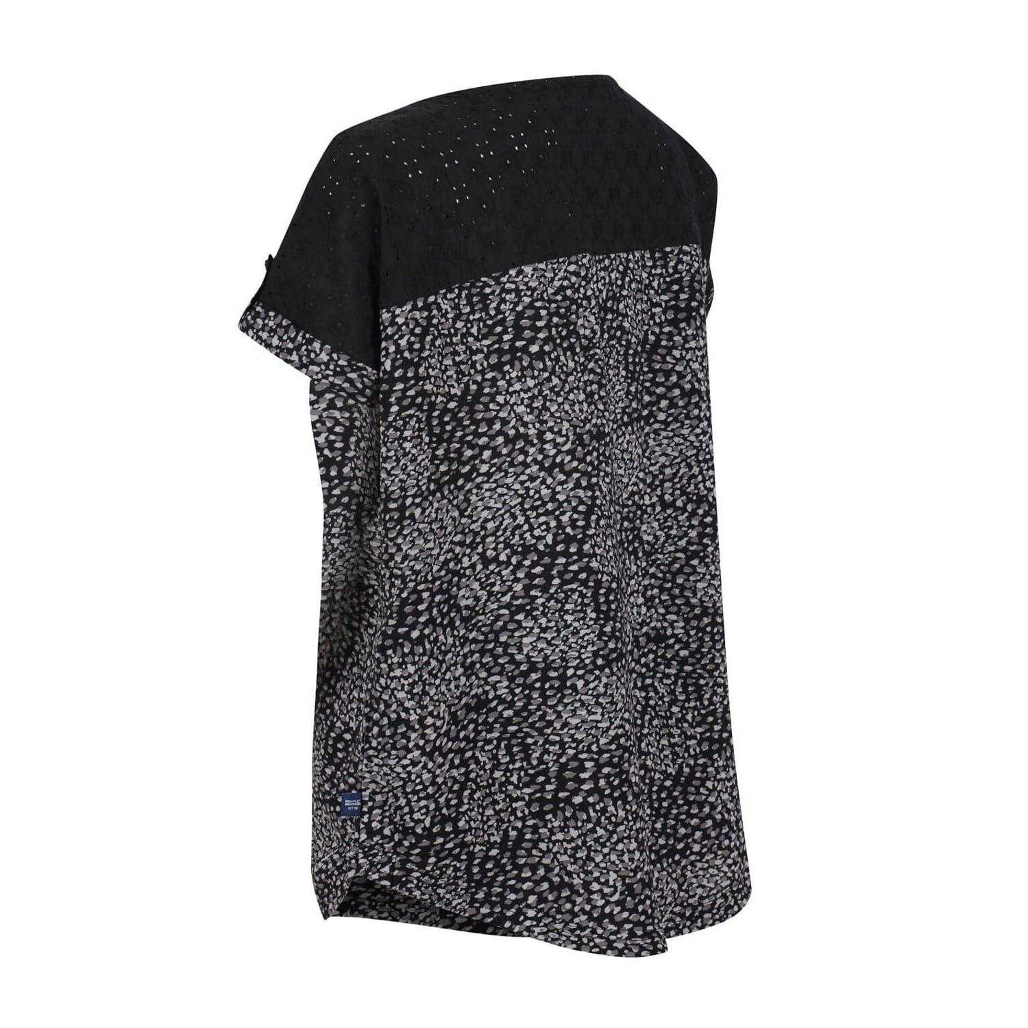 "Jaida" Muschelbluse für , Gerollte kurze Ärmel Damen Schwarz 4/5
