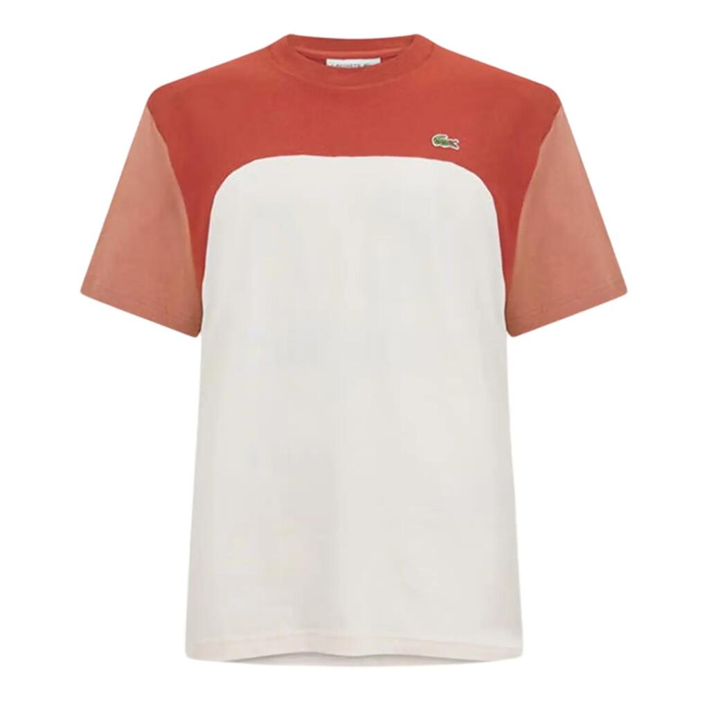 Mens Colour Block Cotton TShirt (White/Brown/Light Brown)