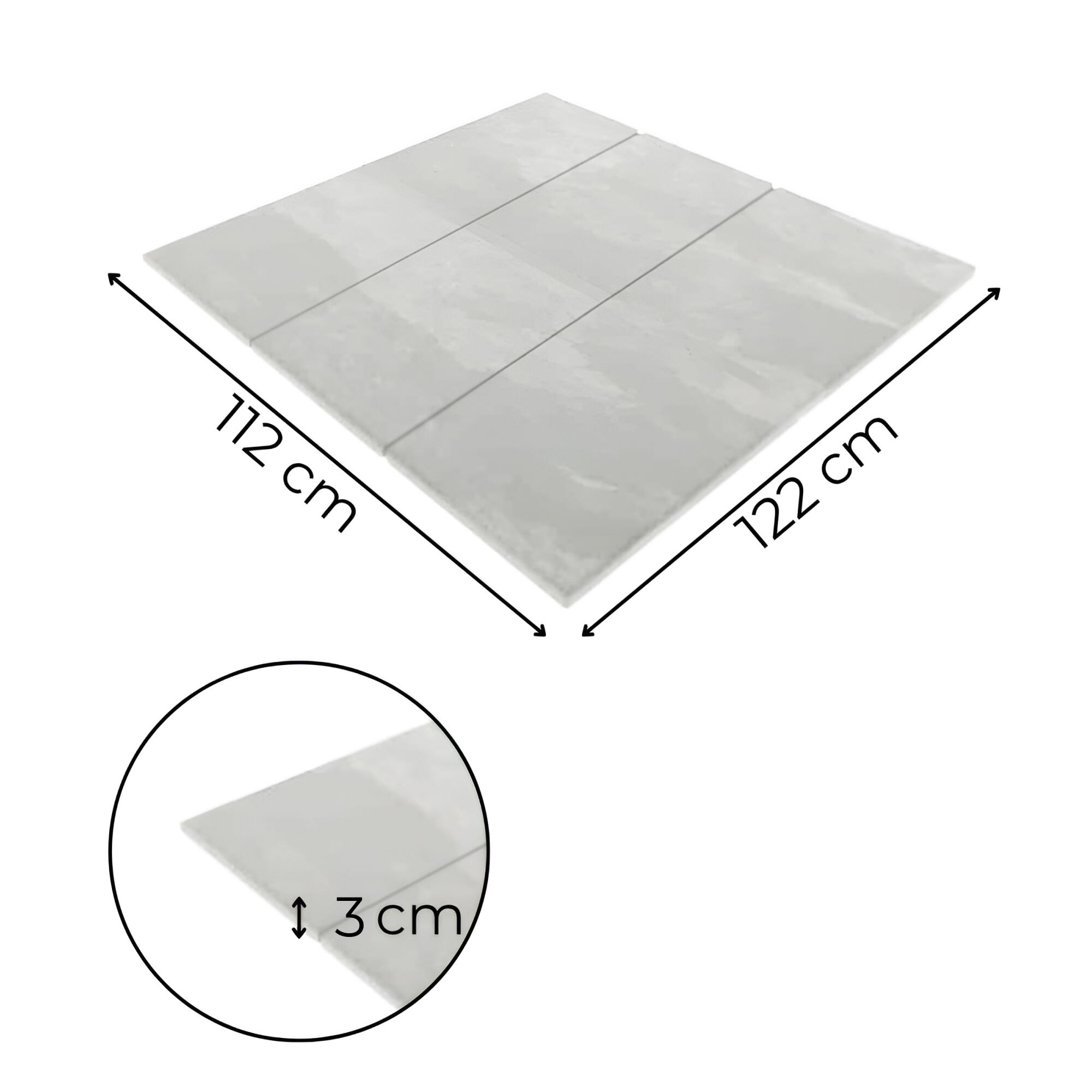 Matelas en velours 122x112x3 trois pièces Mammouth - rose 3/3