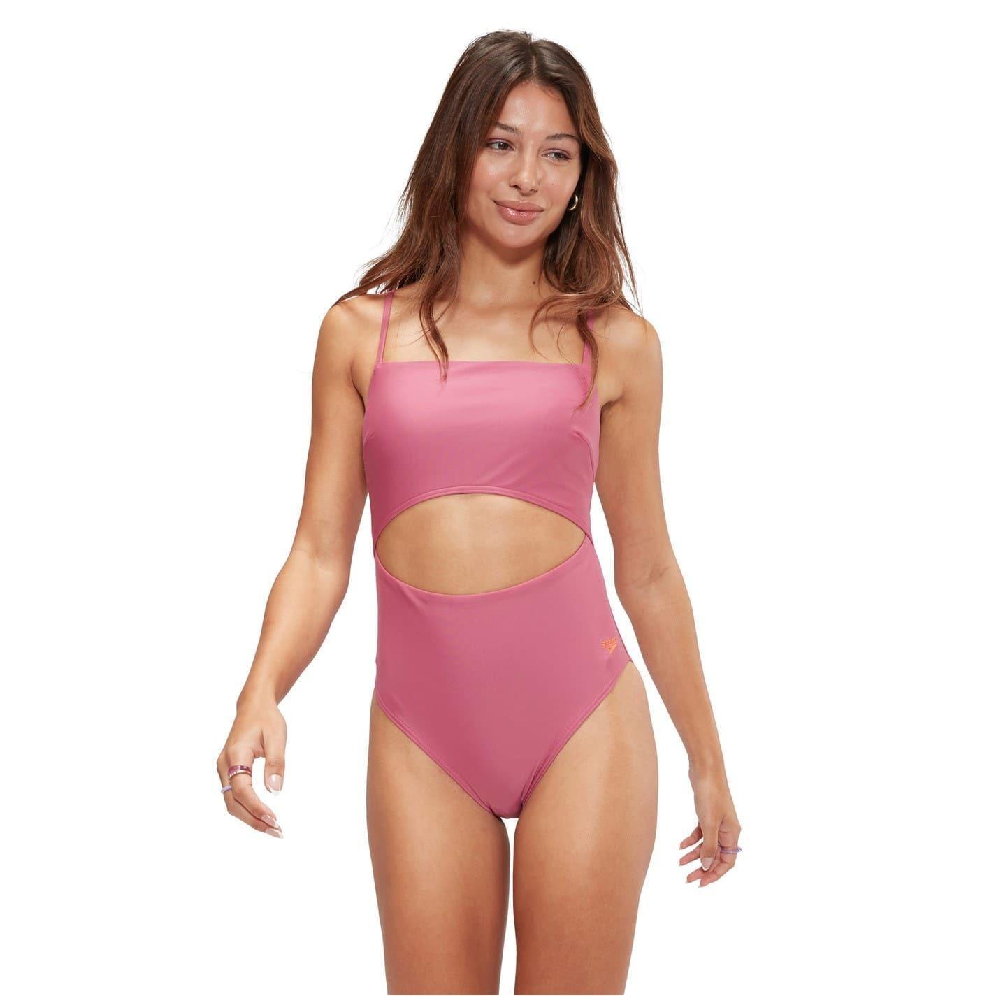 Maillot De Bain 1 Pièce Motif/style Découpé Femme (Rose) 3/4