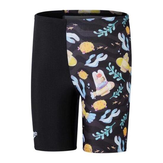 Short De Bain Motif/style Imprimé Intégral JAMMER Garçon (Noir / Jaune)