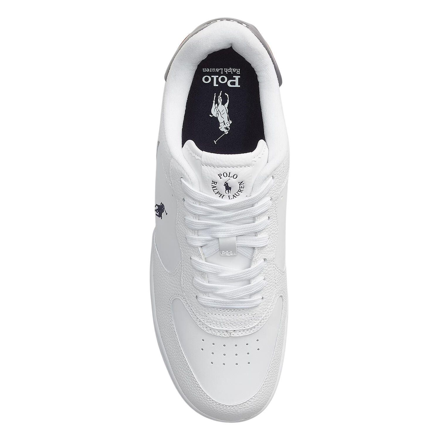 Childrens/Kids Masters Leather Flat Trainers (White/Navy) 3/4