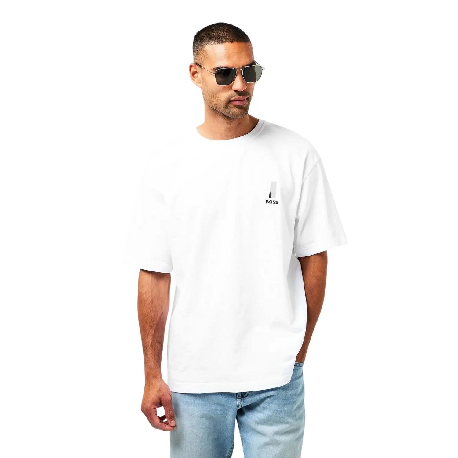 Tshirt Motif/style Imprimé Graphique ORANGE Homme (Blanc) 4/5
