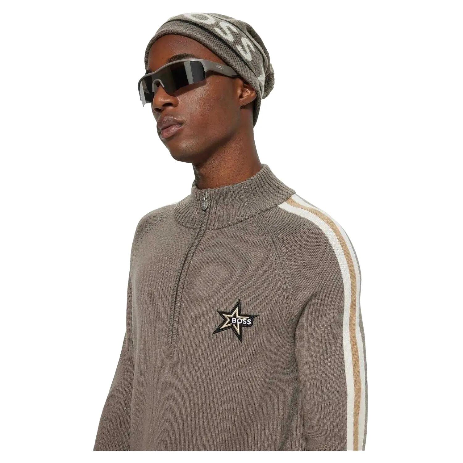 Maglione Regolare Raglan Uomo Boss Beige 4/4
