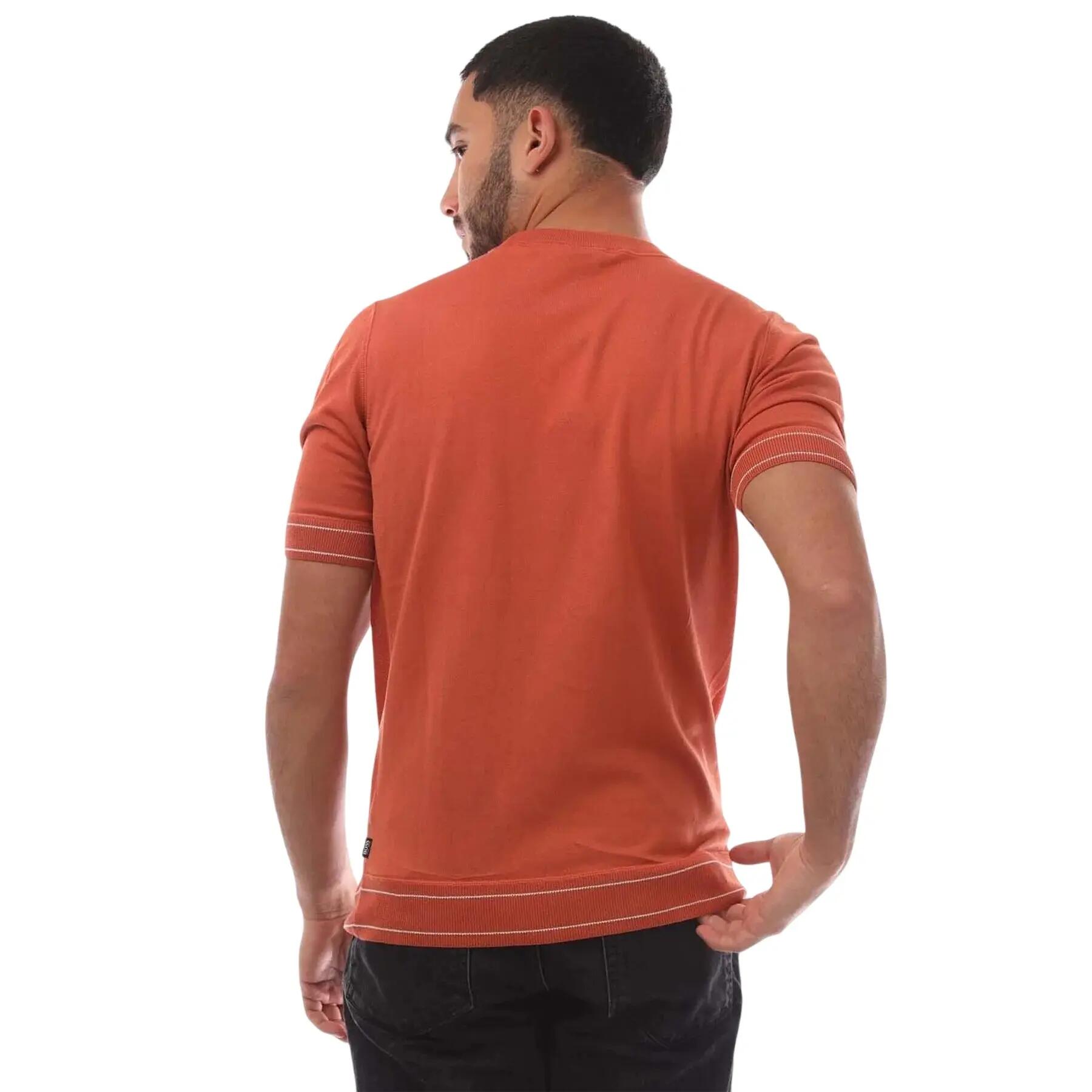 Maglietta Semplice Cotone Uomo Boss Arancio 3/4