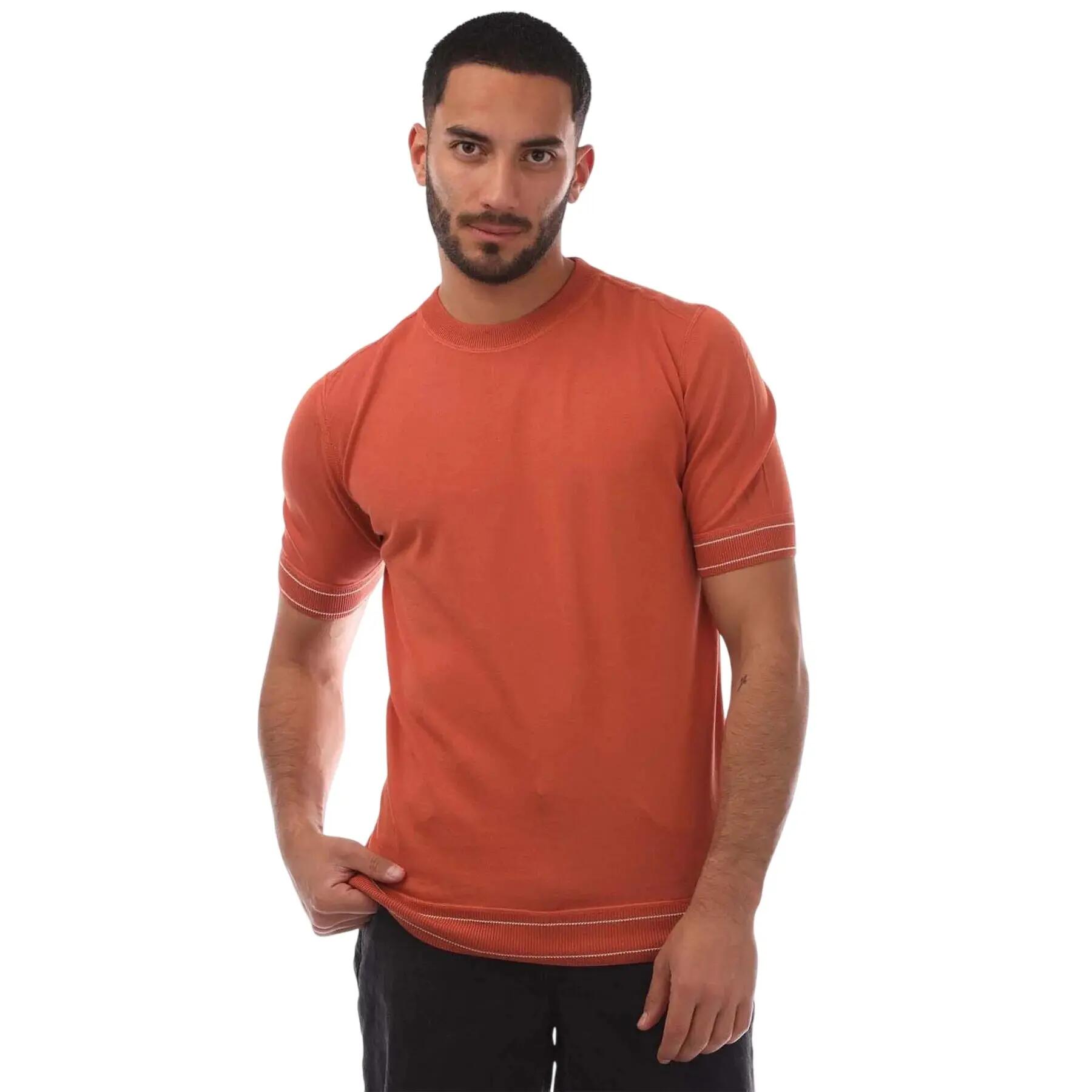 Maglietta Semplice Cotone Uomo Boss Arancio 2/4