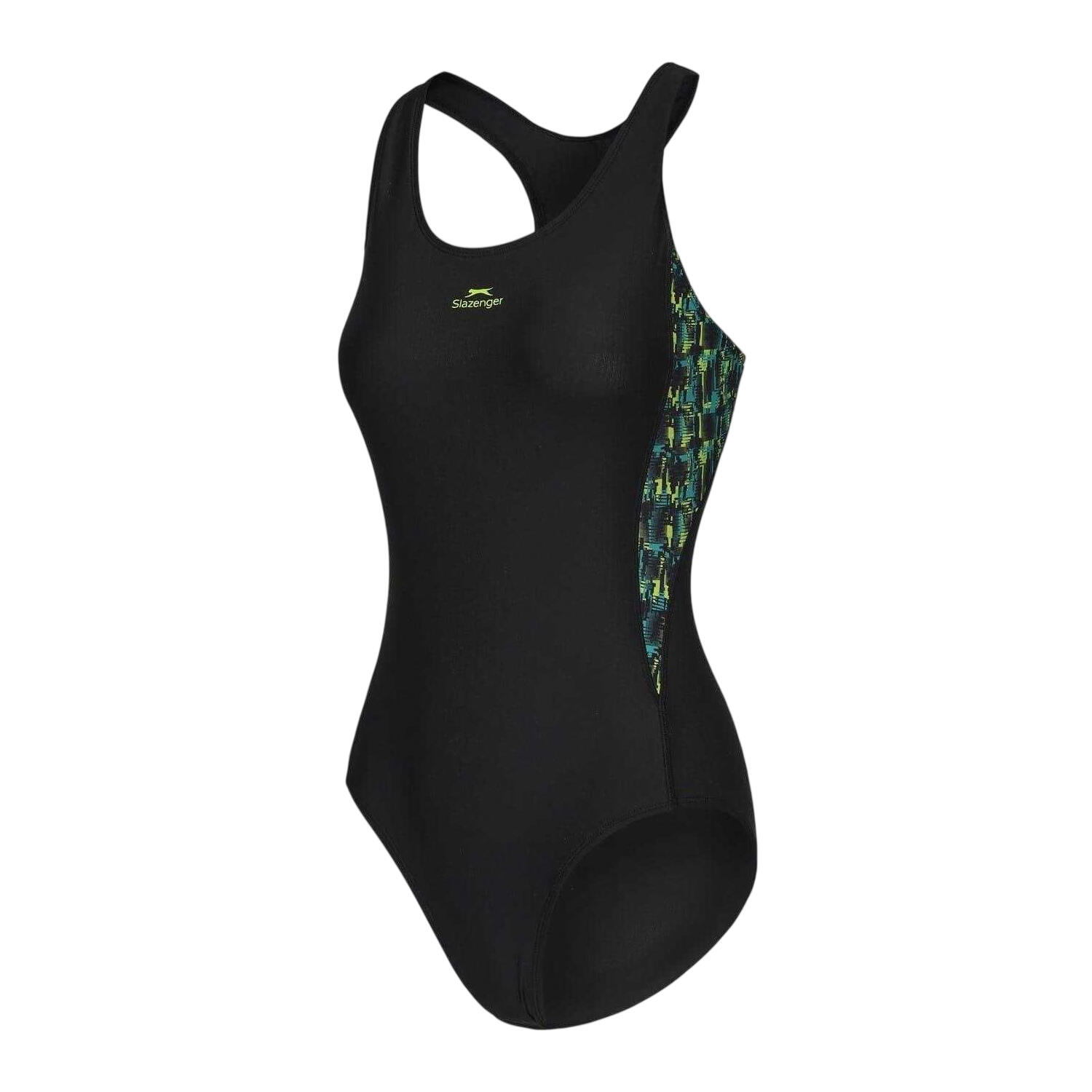 Maillot De Bain 1 Pièce Femme (Noir / Vert Imprimé) 3/3