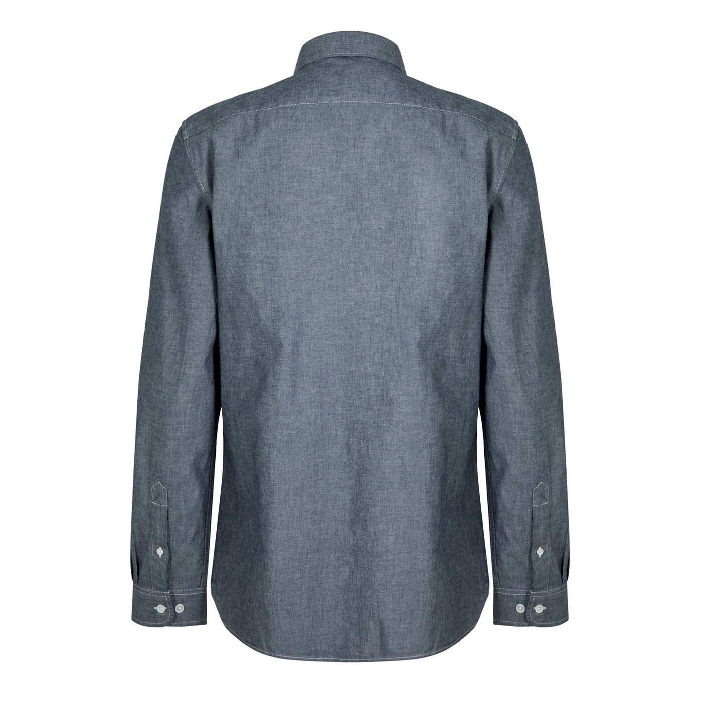 Mens Denim LongSleeved Shirt (Dark Grey) 3/4