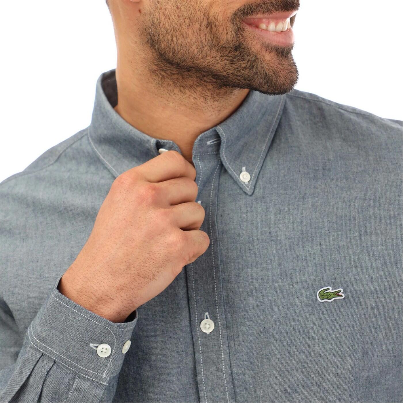 Mens Denim LongSleeved Shirt (Dark Grey) 4/4