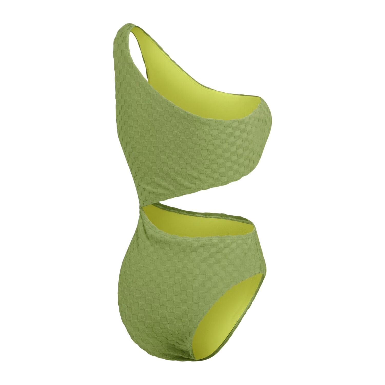 Maillot De Bain 1 Pièce Motif/style Damier Femme (Vert À Carreaux) 2/3