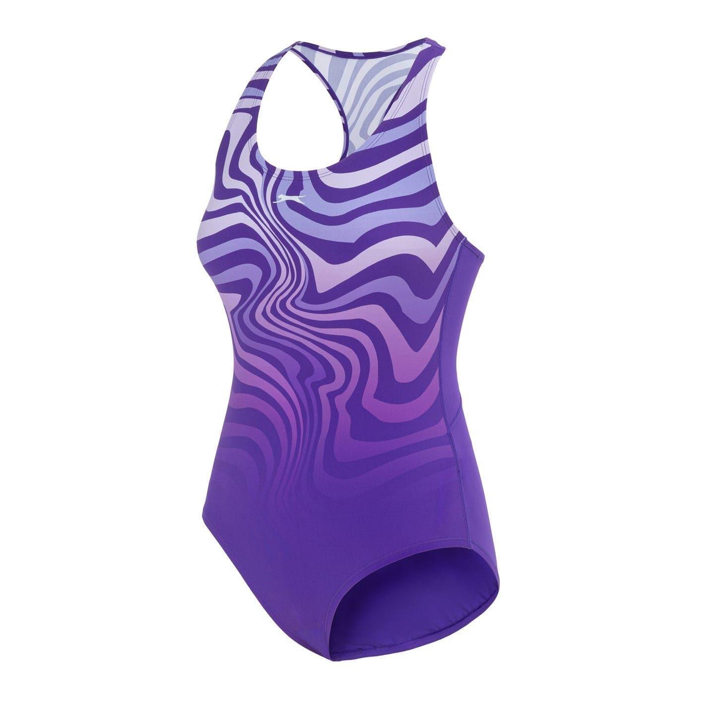 Maillot De Bain 1 Pièce Motif/style Ondulé Femme (Violet) 3/4