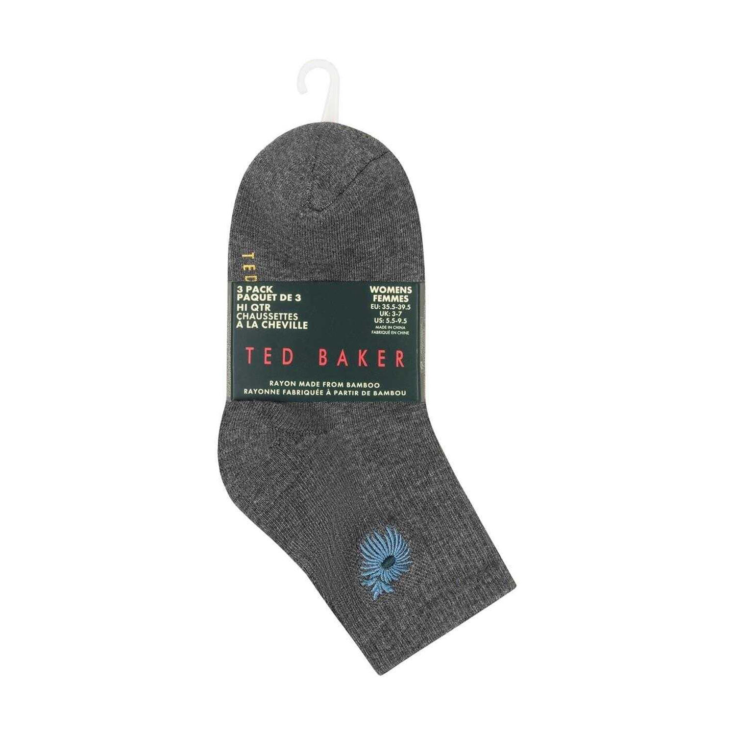 Womens/Ladies Bamboo Ankle Socks (Pack of 3) (Grey/Black) 2/2
