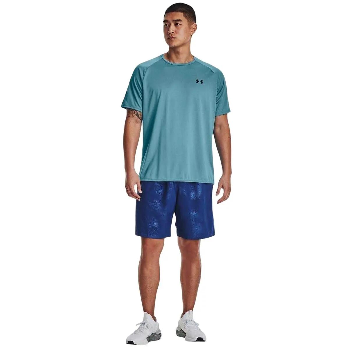 Mens Performance Athletic Workout Shorts (Blue) 4/4