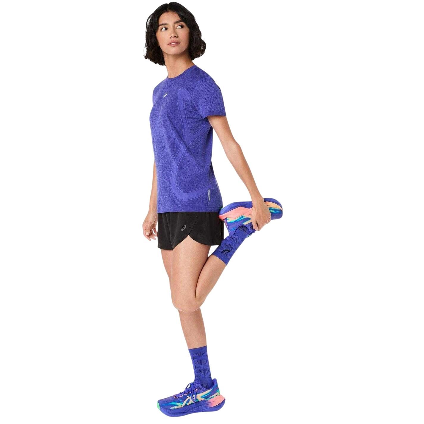 Pantaloncini Da Corsa Logo Orlo Diviso Donna Asics Nero 4/4