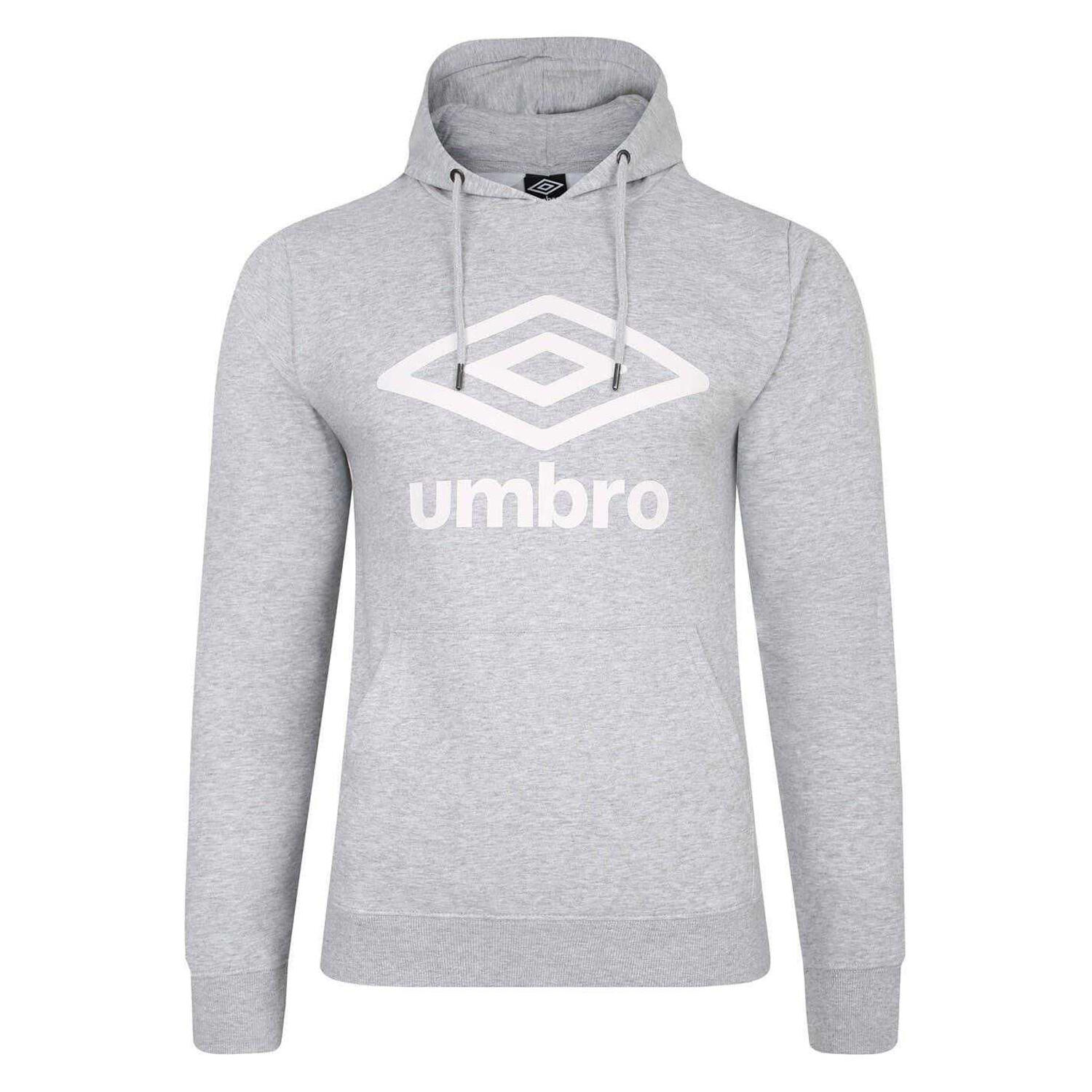 Hoodie zum Überziehen für Herren, Regulär Damen Grau meliert/Weiß 2/3