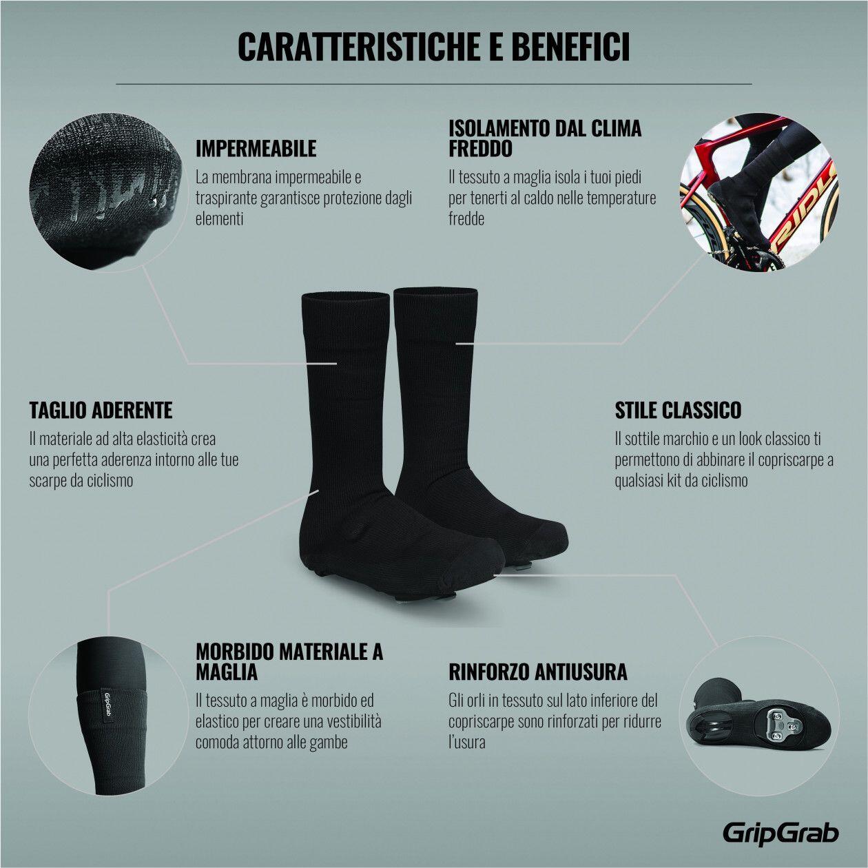 Copriscarpe da strada impermeabili GripGrab Flandrien neri 6/6
