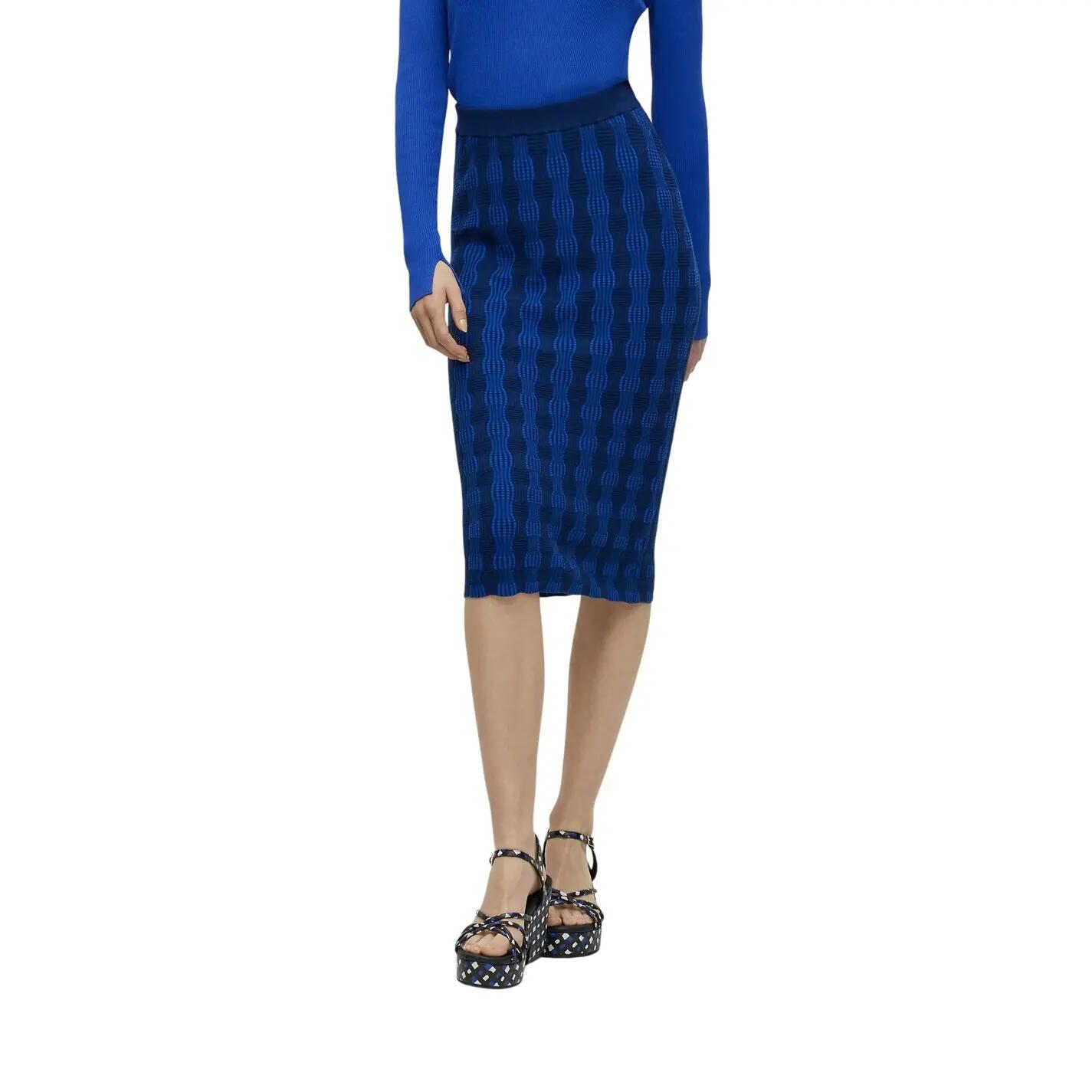 Midirock für Damen Blau/Schwarz 3/4