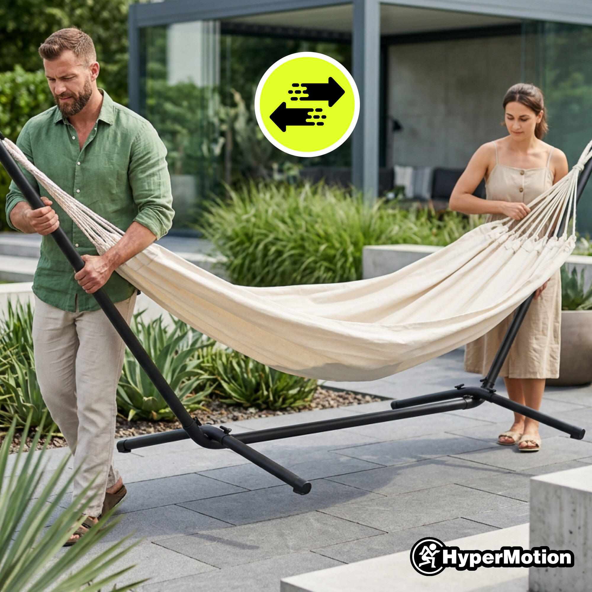 Kit rede Hypermotion bege e suporte em aço 295x100x96 100 kg 7/7