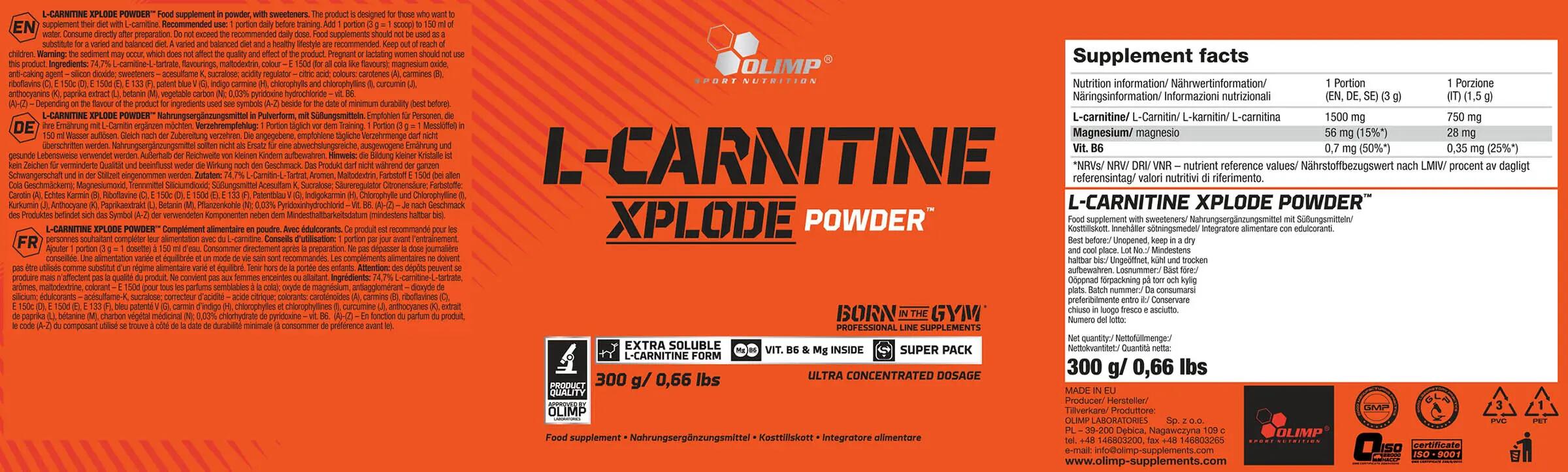 OLIMP SPORT L-Carnitine Xplode powder 300g Orange 2/2