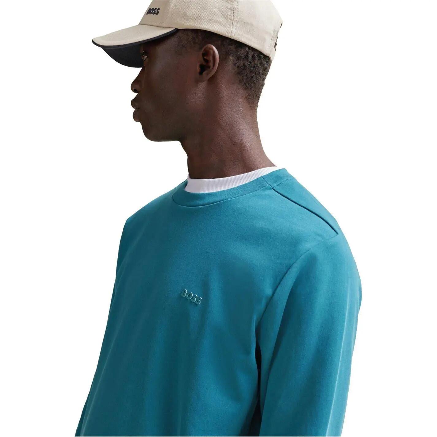 Sweatshirt für , Gerippter Kragen, Raglanärmel Herren Mittelblau 4/4