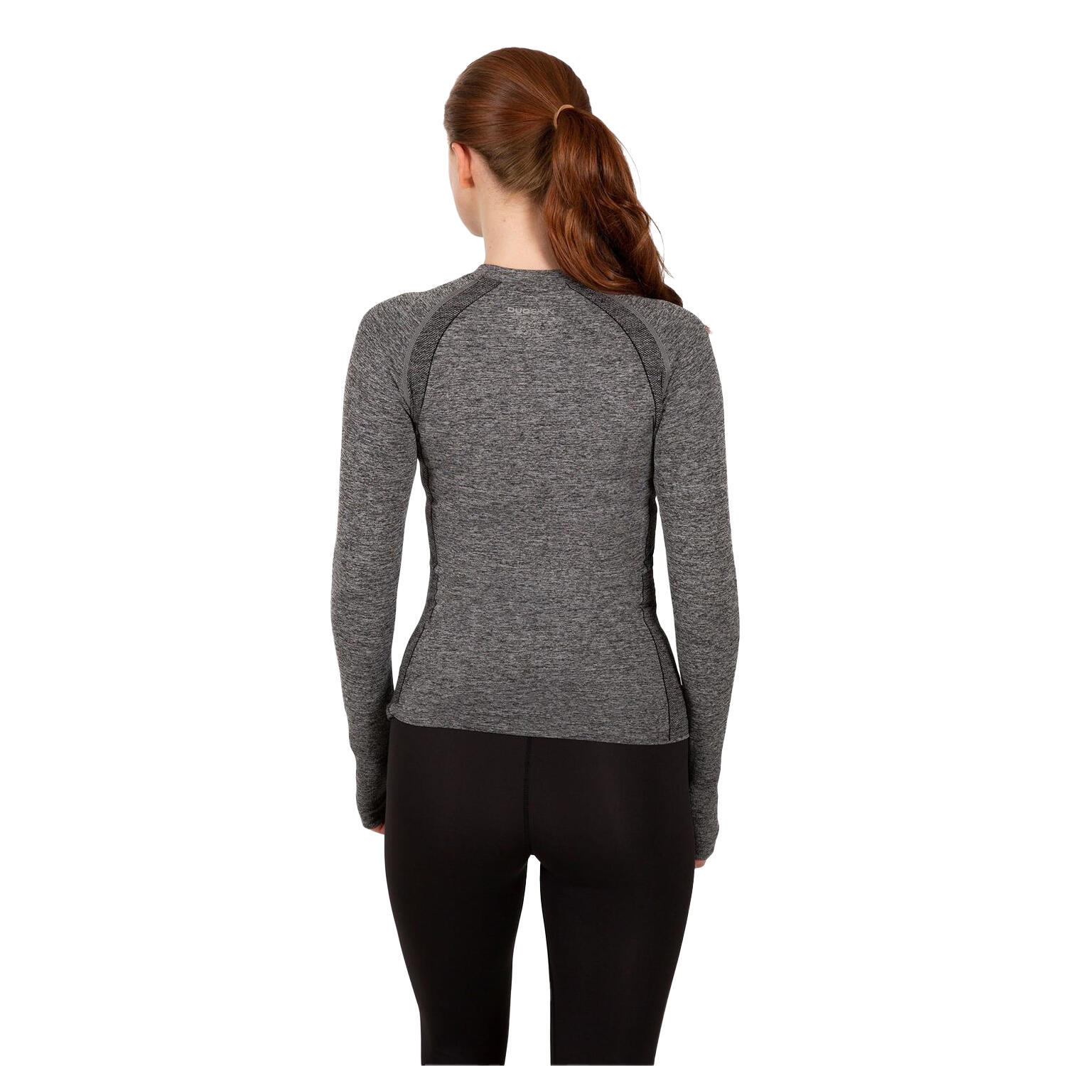 Base Layer Oberteil für Damen, Nahtlos, Schmal Herren Schwarz Mergel 2/3