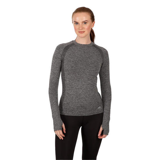 Base Layer Oberteil für Damen, Nahtlos, Schmal Herren Schwarz Mergel