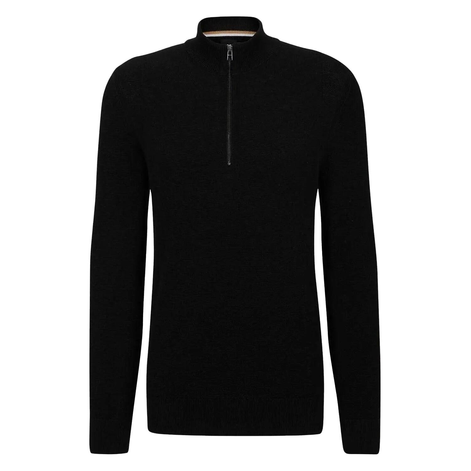 Mens EbrandoP Knitted Half Zip Jumper (Black) 2/4