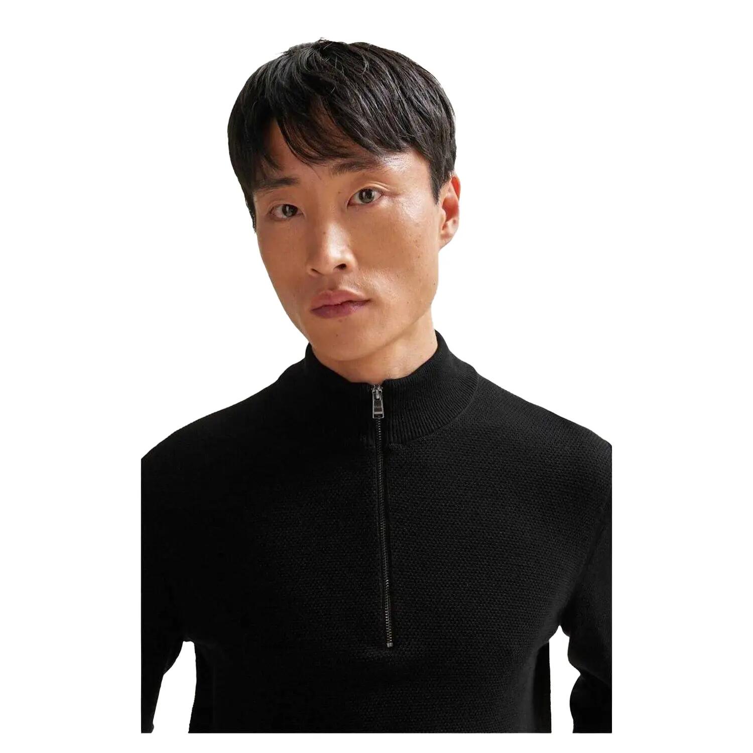 Mens EbrandoP Knitted Half Zip Jumper (Black) 4/4