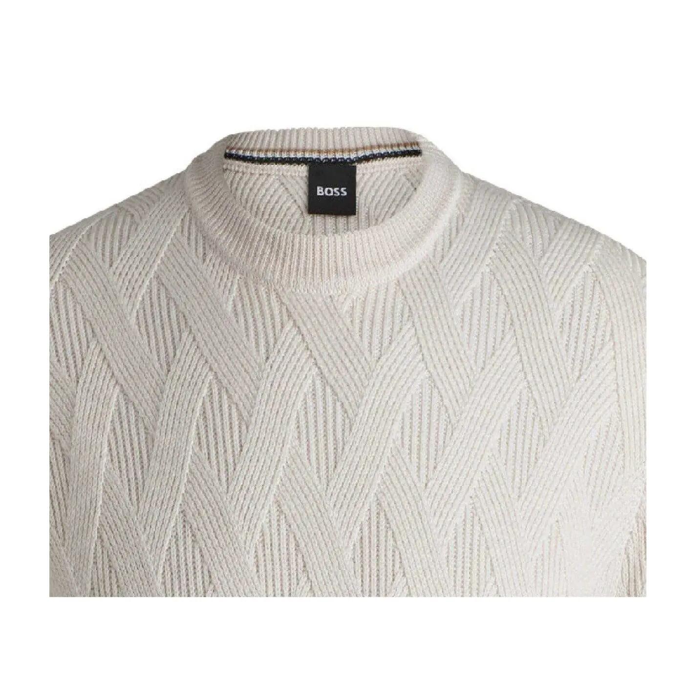 Mens Ribbed Regular Jumper (White) 3/3