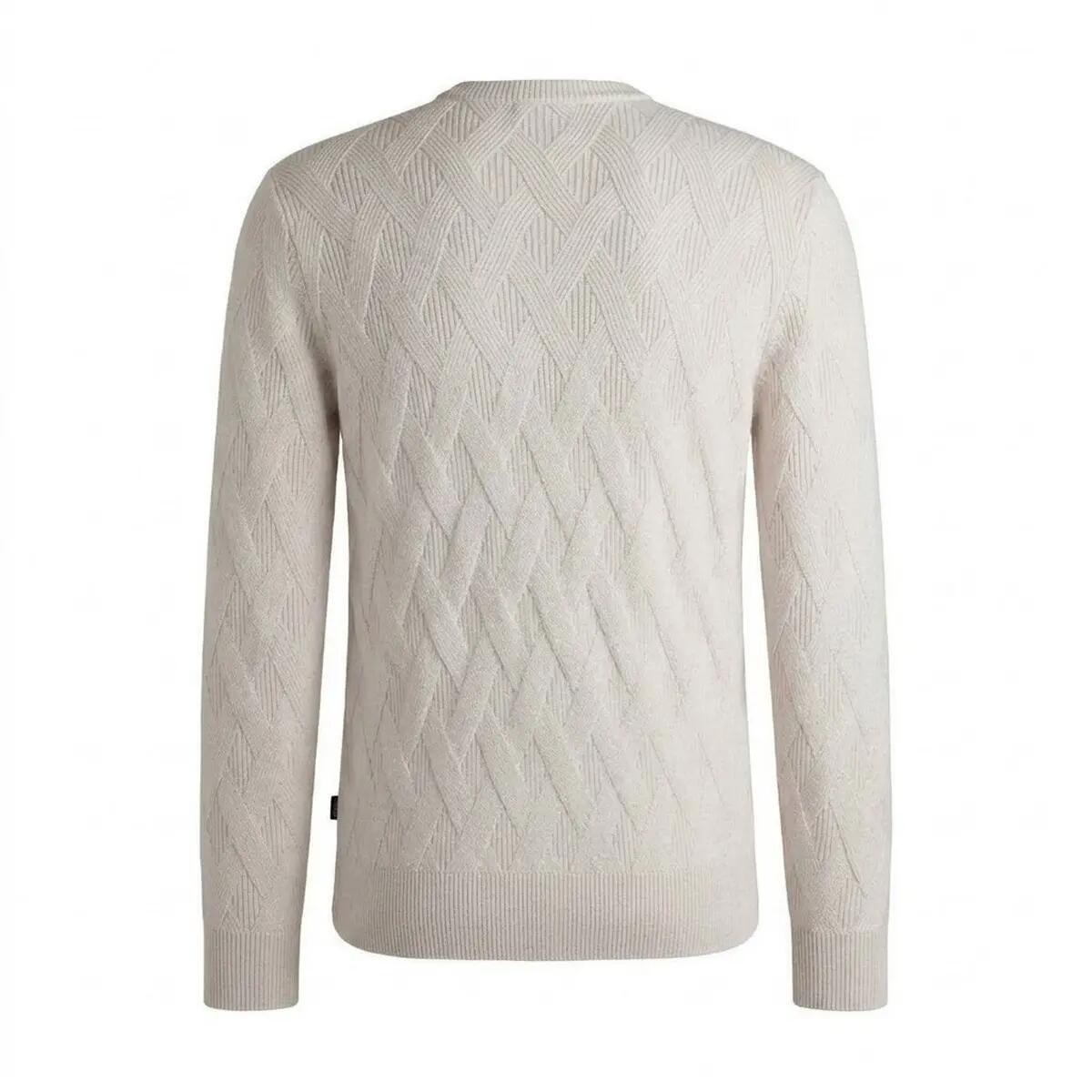 Mens Ribbed Regular Jumper (White) 2/3