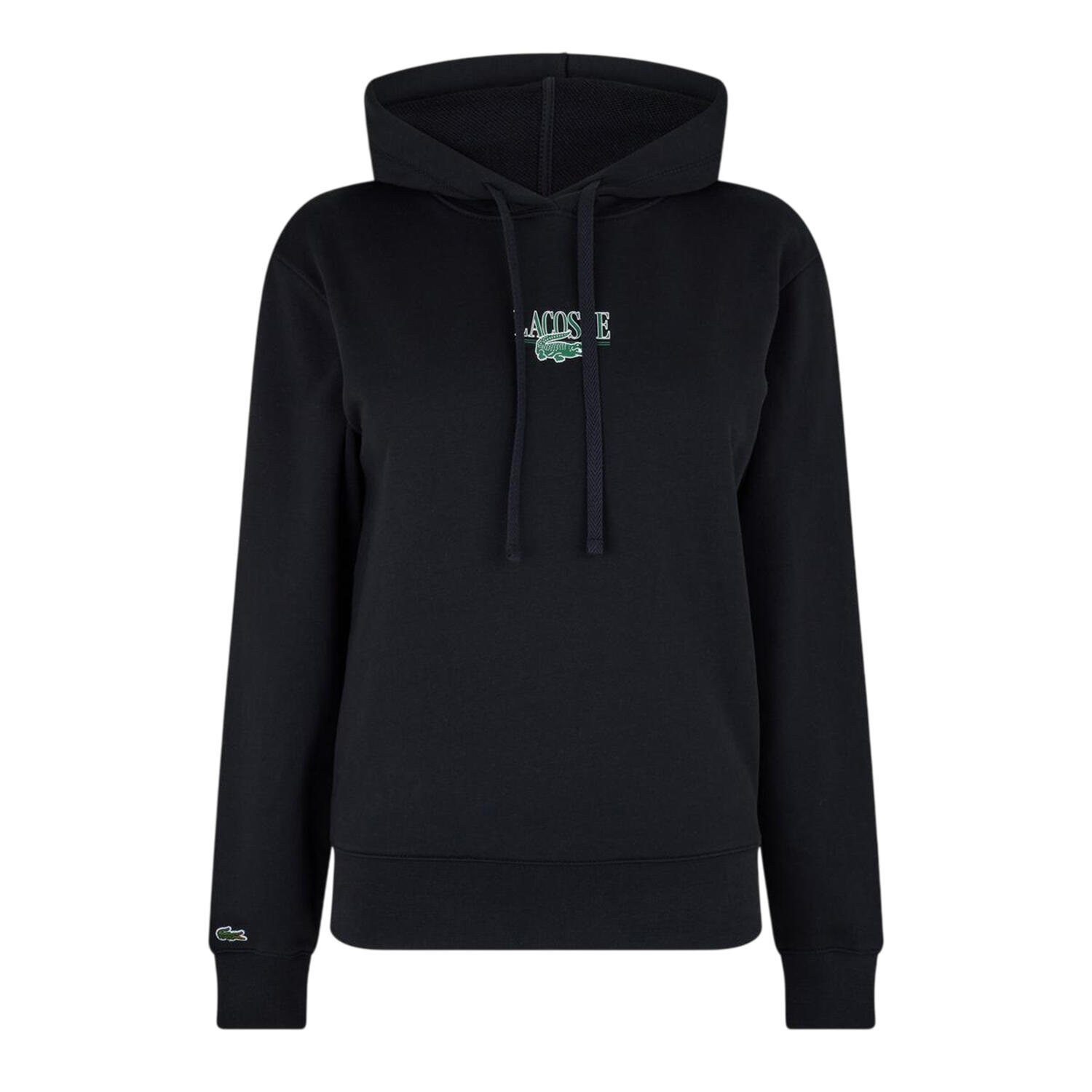 Felpa Con Cappuccio Logo Ricamato Manica Lunga Donna Lacoste Nero 2/4