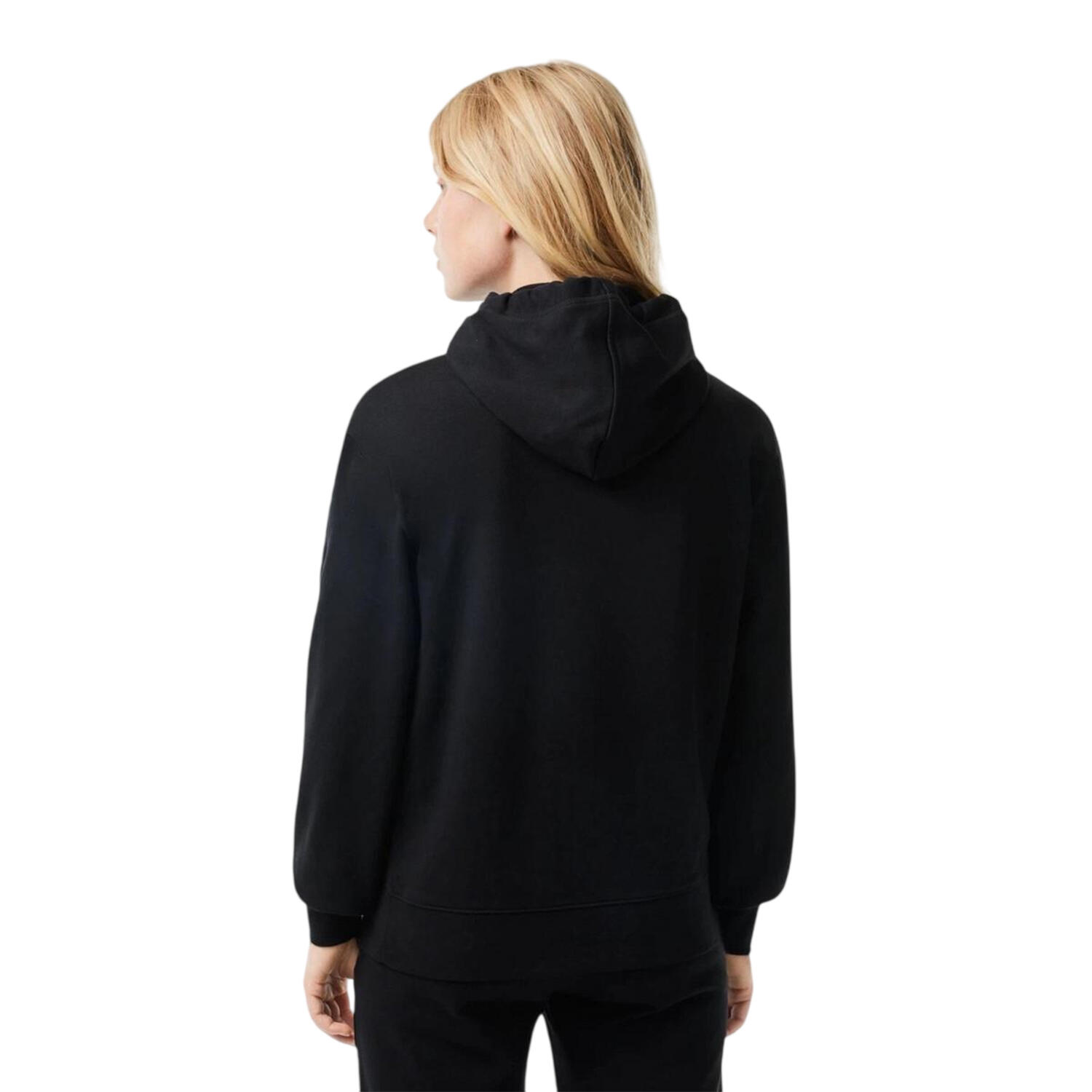 Felpa Con Cappuccio Logo Ricamato Manica Lunga Donna Lacoste Nero 4/4