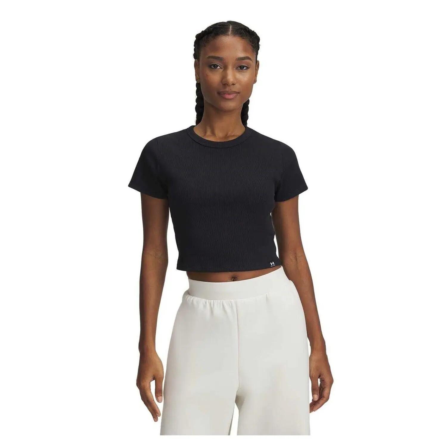 Kurzes Top für , gerippt Damen Schwarz 1/3